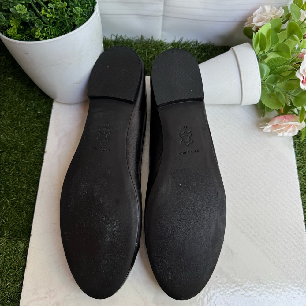 Tory Burch Black Leather Ballet Flats CAP-TOE BALLET size 11 gently used - Picture 12 of 15
